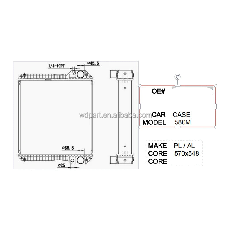 Radiator 87013856 for Case 445 450 410 420 430 Track Loaders