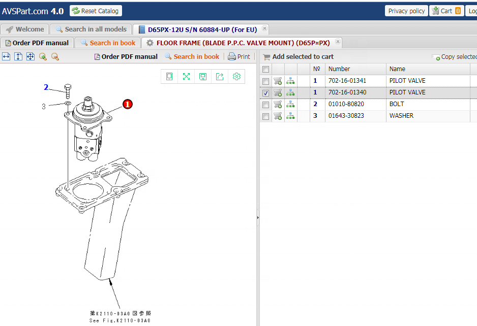 Pilot Valve 702-16-01341 for Komatsu D65 – Control System