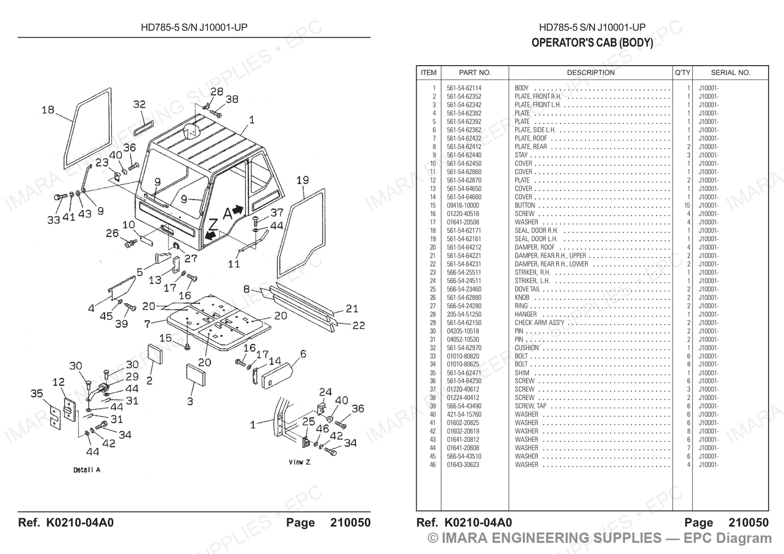 Komatsu HD785-5 Parts Diagram