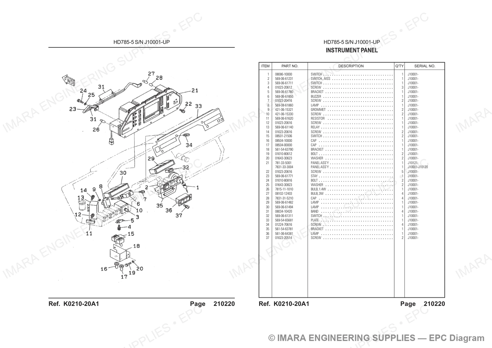 Komatsu HD785-5 Parts Diagram