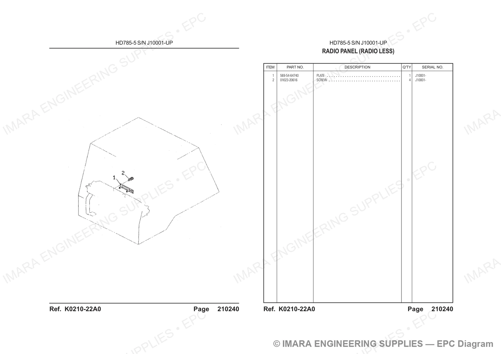 Komatsu HD785-5 Parts Diagram