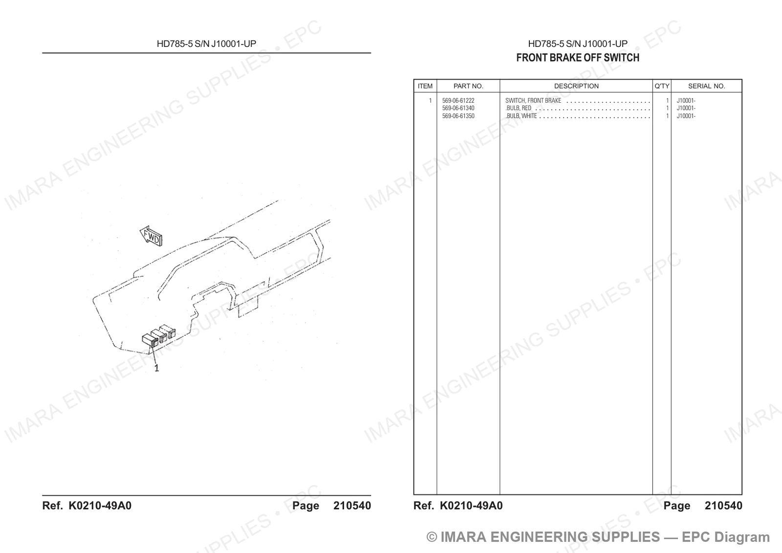 Komatsu HD785-5 Parts Diagram