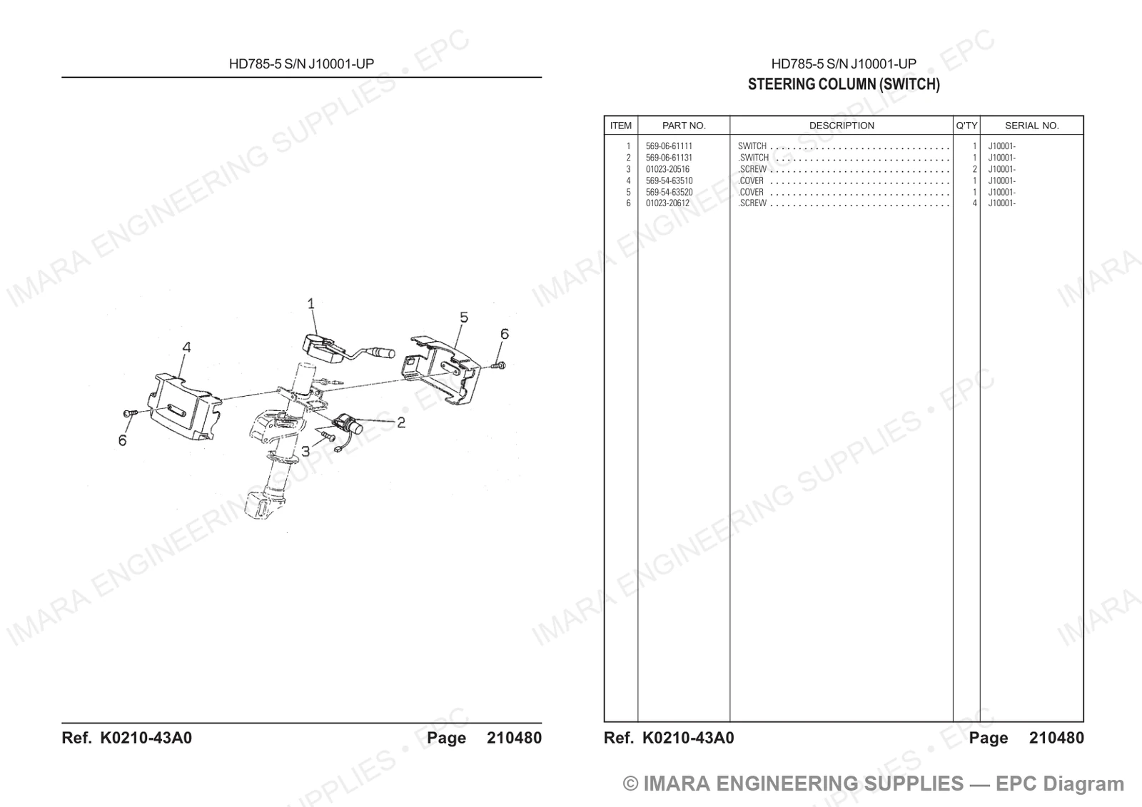 Komatsu HD785-5 Parts Diagram