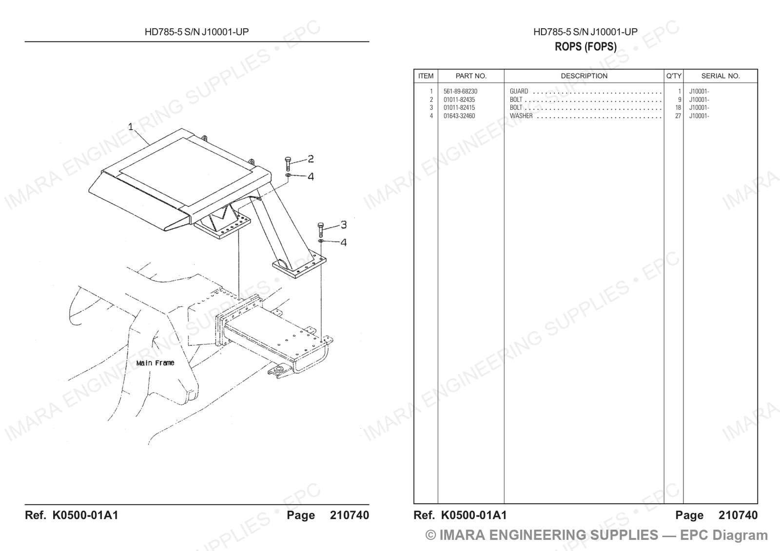 Komatsu HD785-5 Parts Diagram