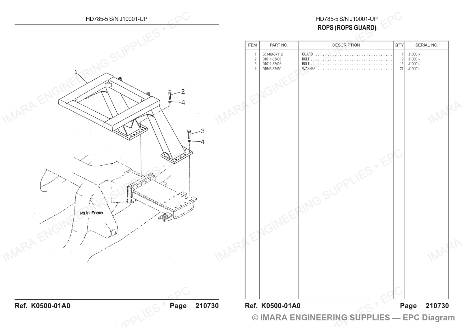 Komatsu HD785-5 Parts Diagram