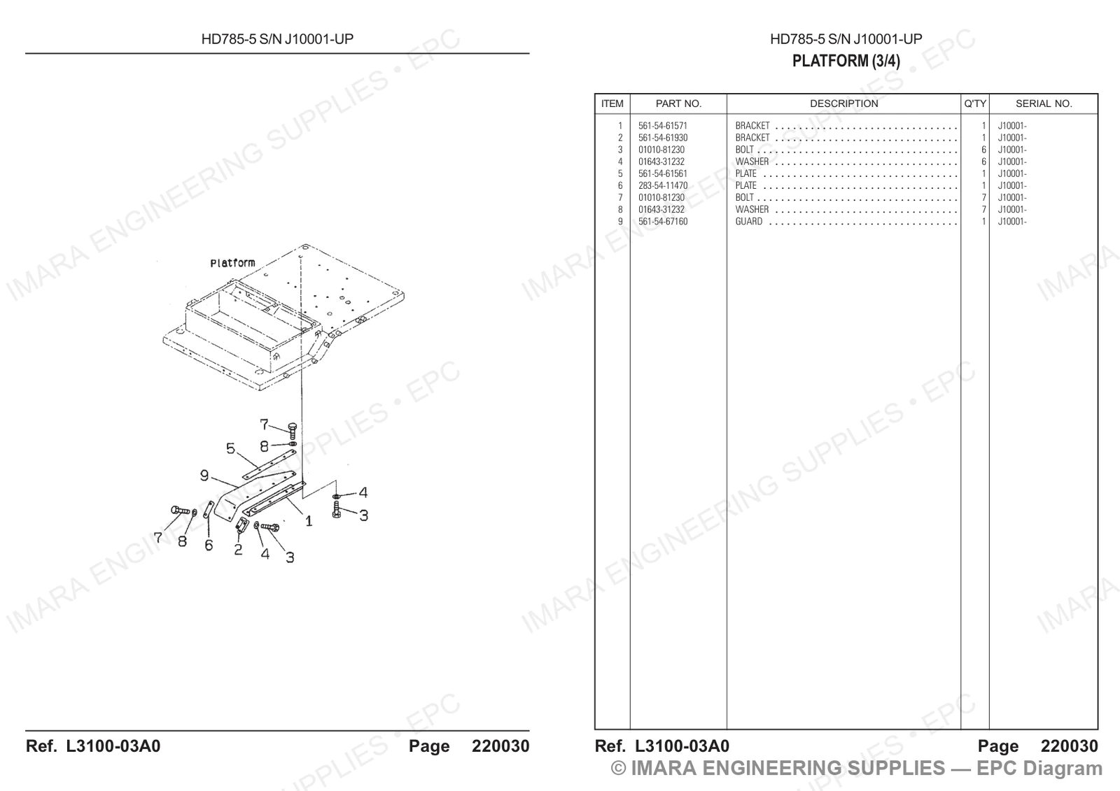 Komatsu HD785-5 Parts Diagram
