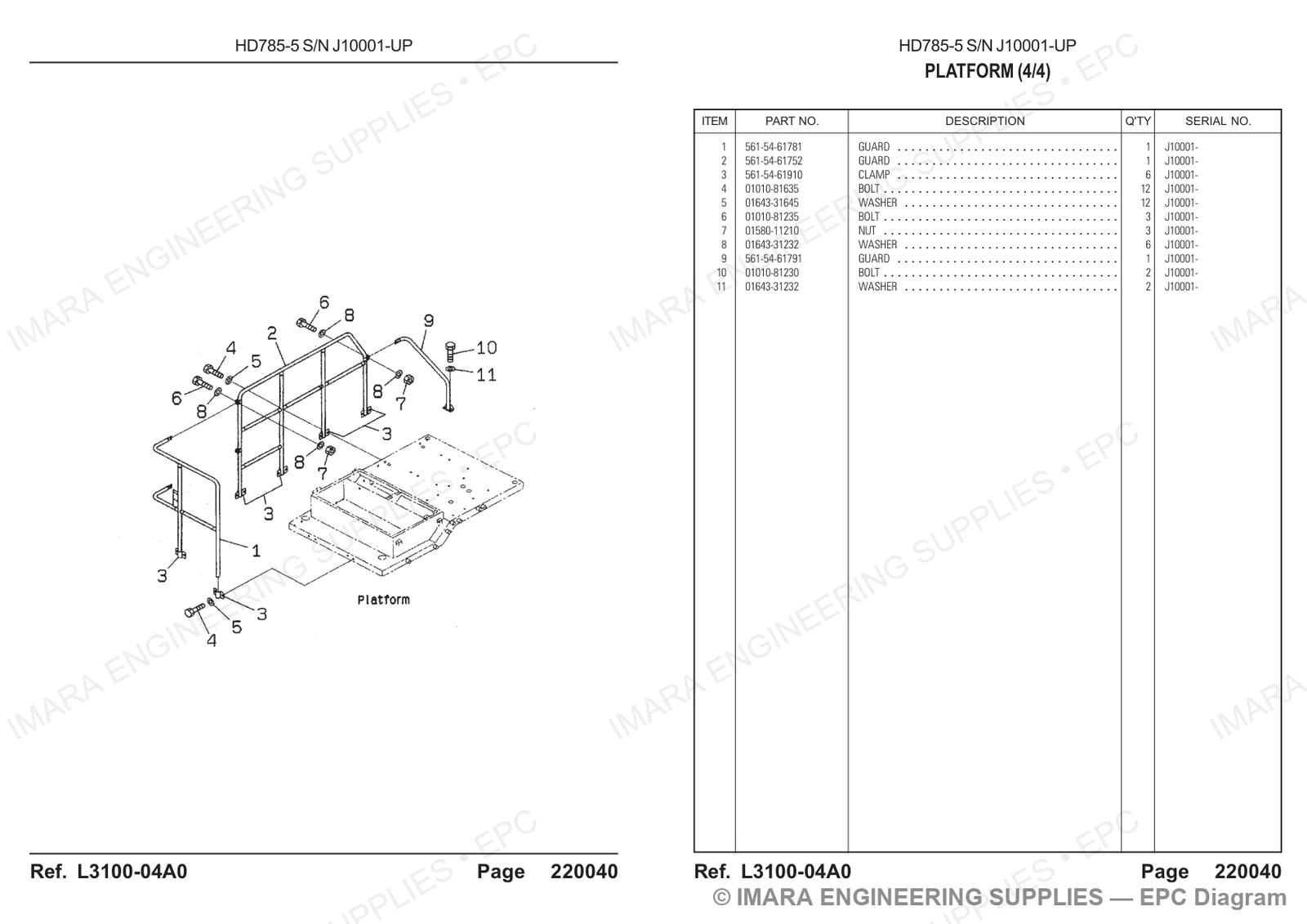 Komatsu HD785-5 Parts Diagram