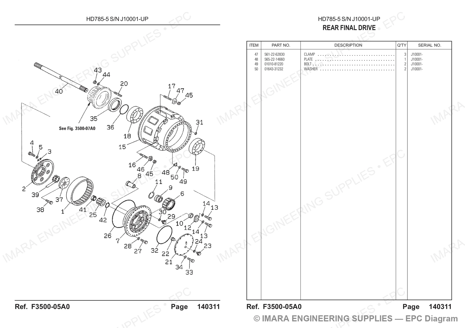 Komatsu HD785-5 Parts Diagram