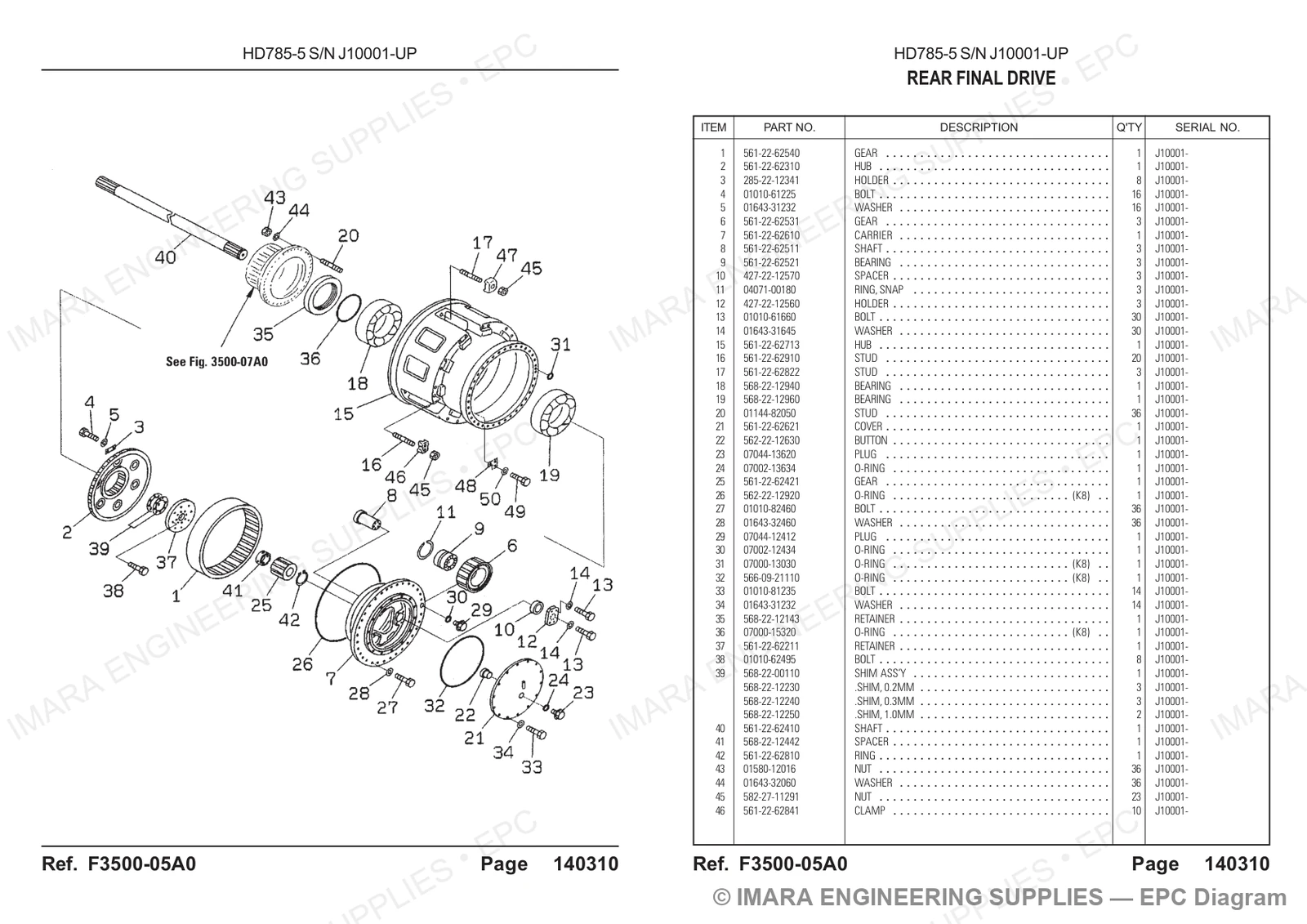 Komatsu HD785-5 Parts Diagram
