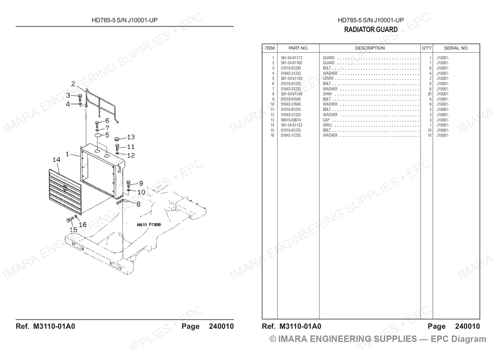 Komatsu HD785-5 Parts Diagram