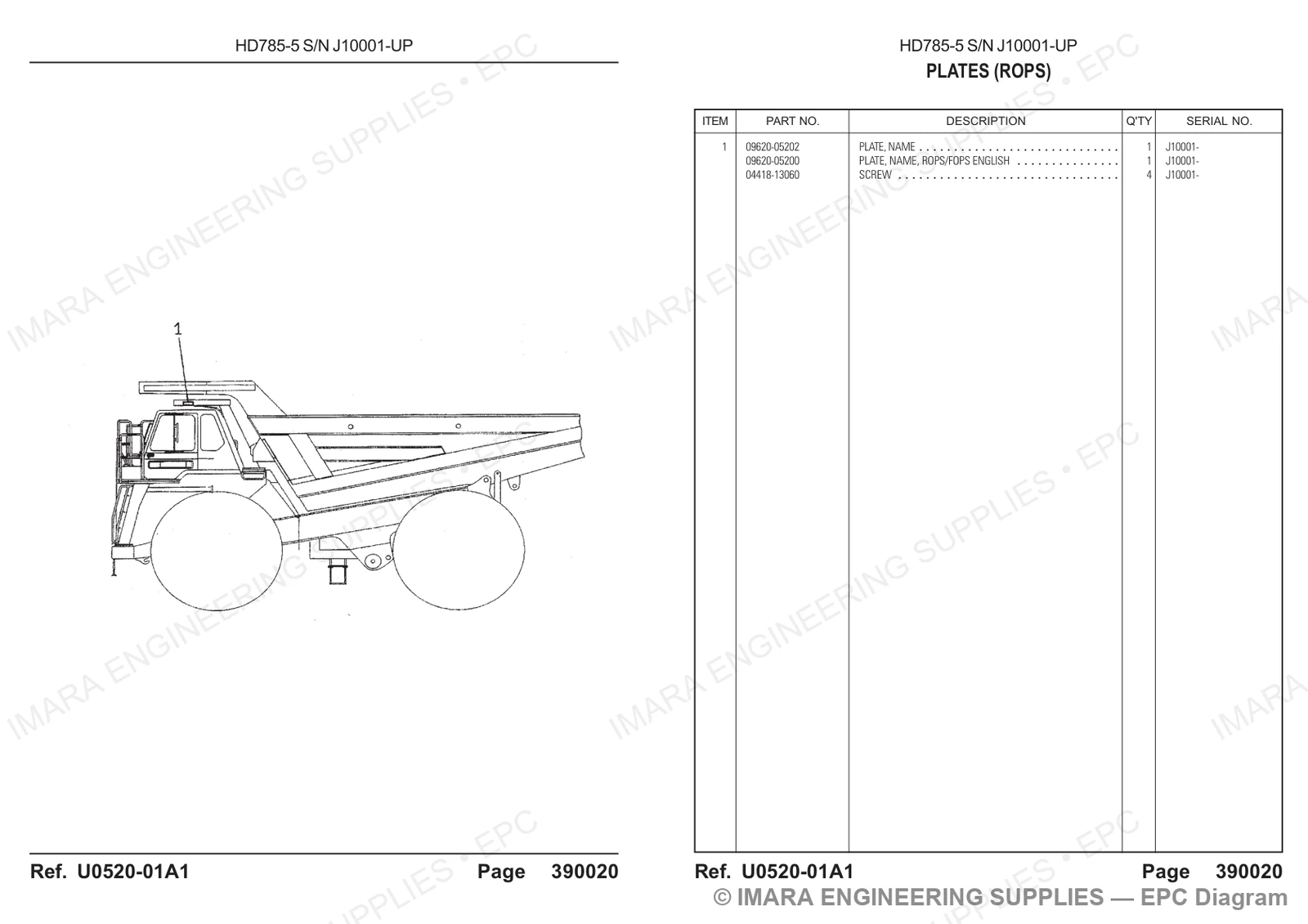 Komatsu HD785-5 Parts Diagram