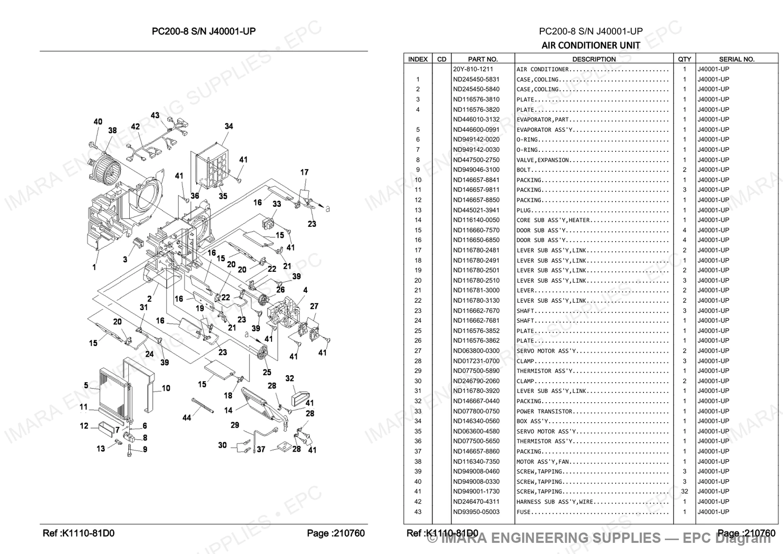 Komatsu PC200-8 Parts Diagram - AIR CONDITIONER UNIT
