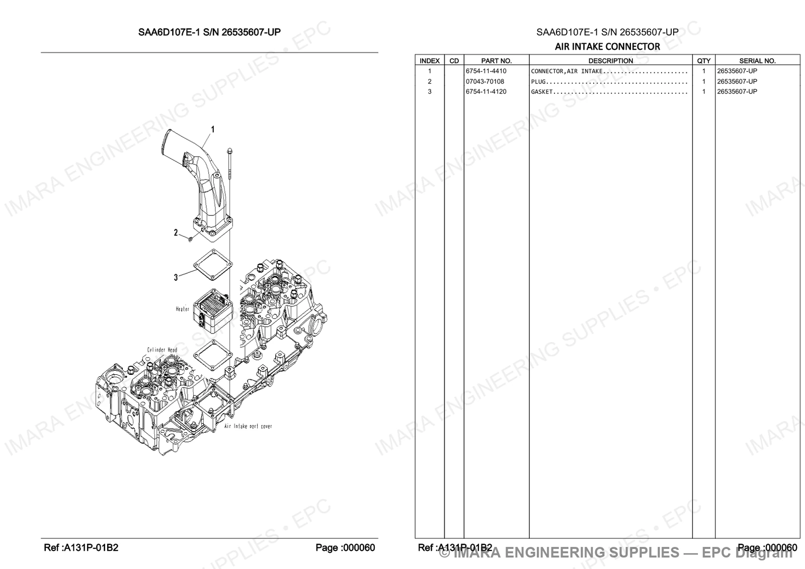 Komatsu PC200-8 Parts Diagram - AIR INTAKE CONNECTOR