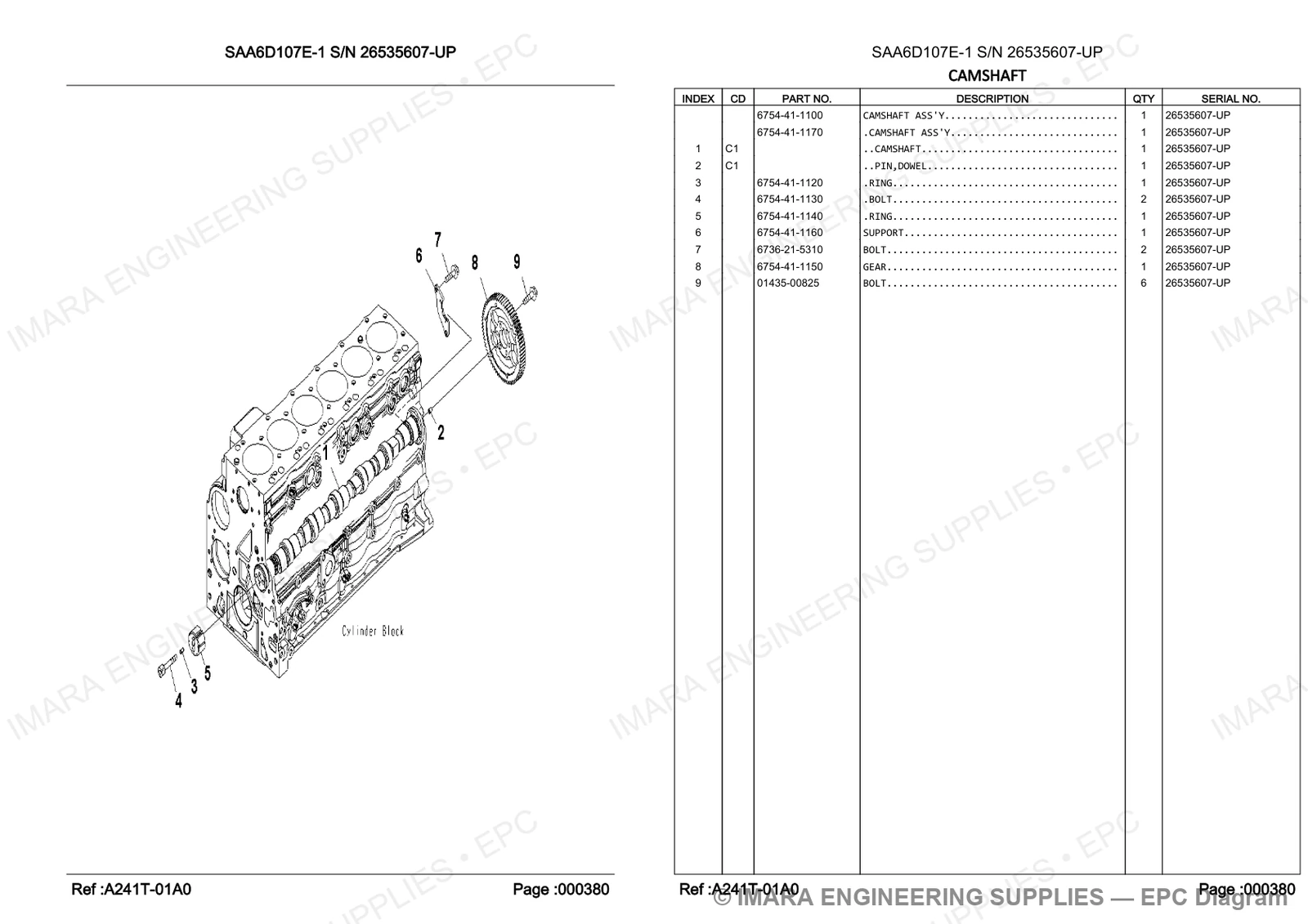 Komatsu PC200-8 Parts Diagram - CAMSHAFT