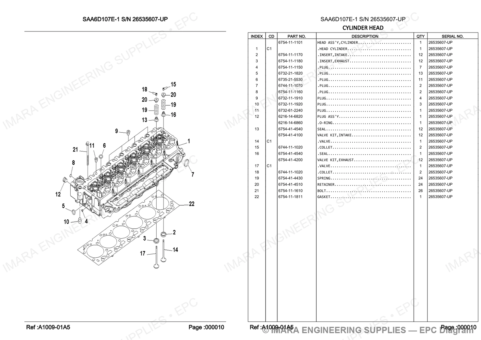Komatsu PC200-8 Parts Diagram - CYLINDER HEAD