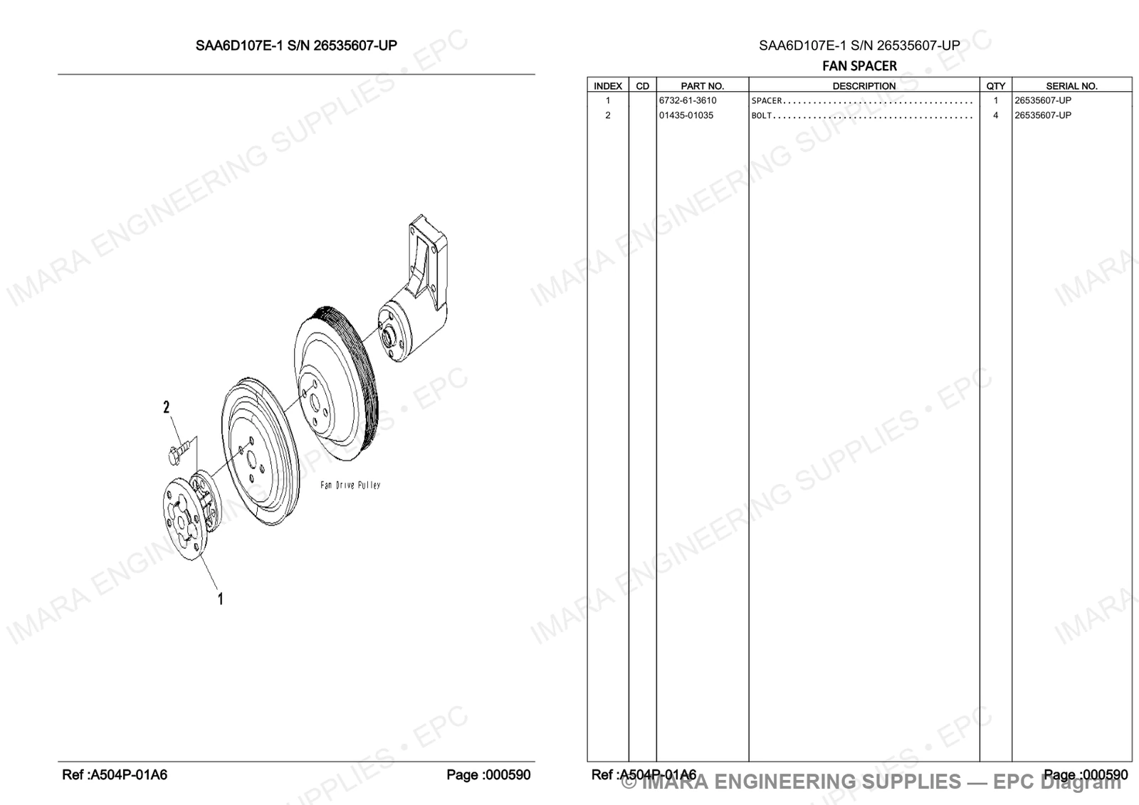 Komatsu PC200-8 Parts Diagram - FAN SPACER