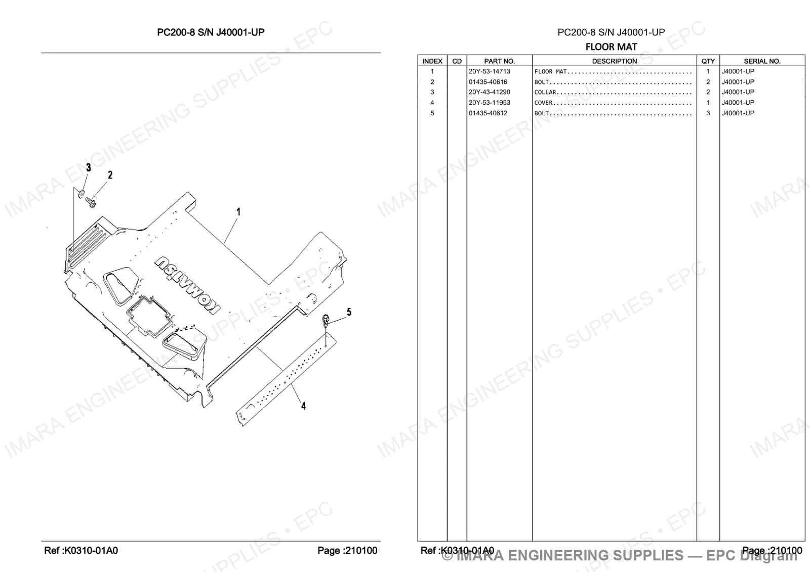 Komatsu PC200-8 Parts Diagram - FLOOR MAT