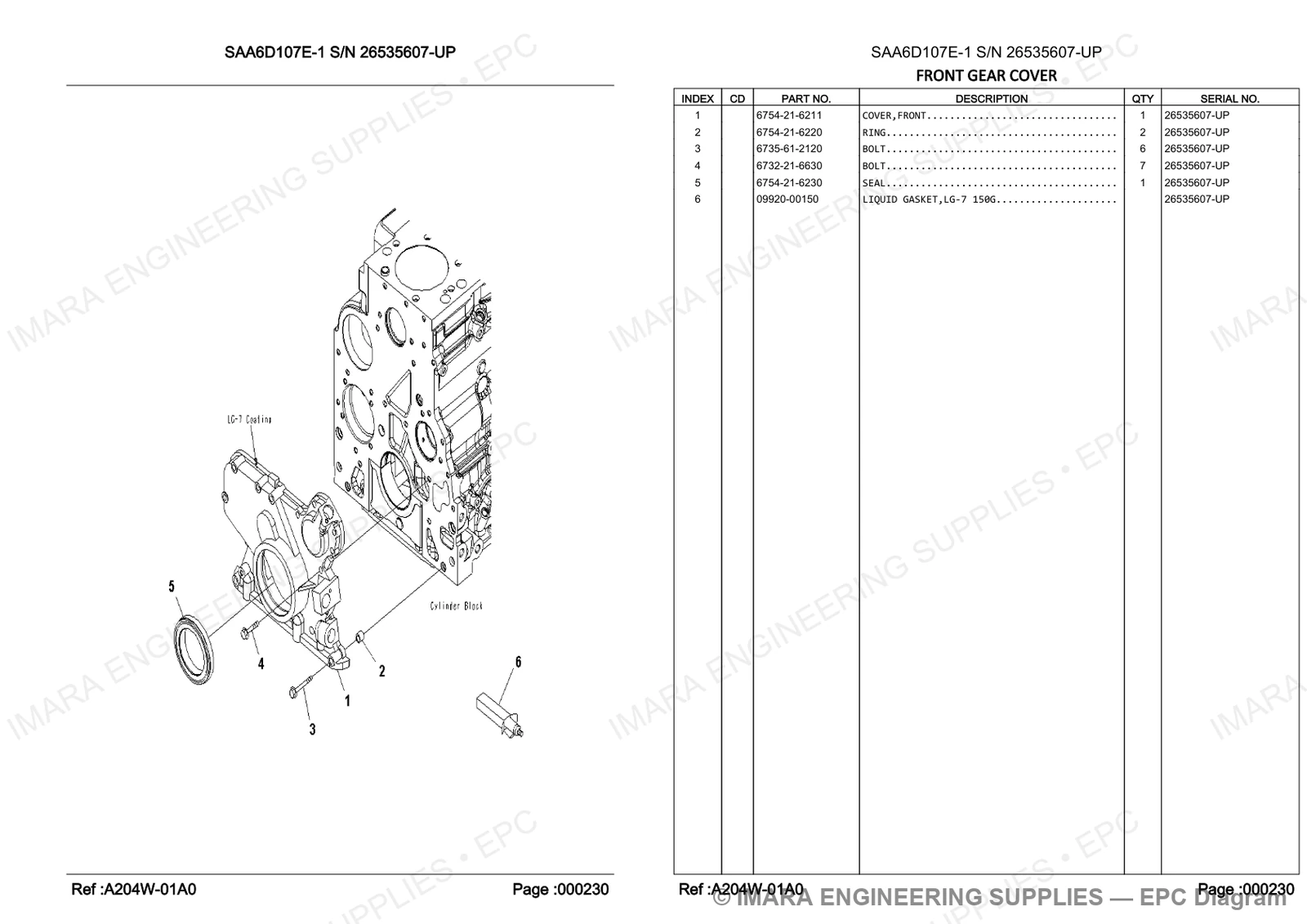 Komatsu PC200-8 Parts Diagram - FRONT GEAR COVER