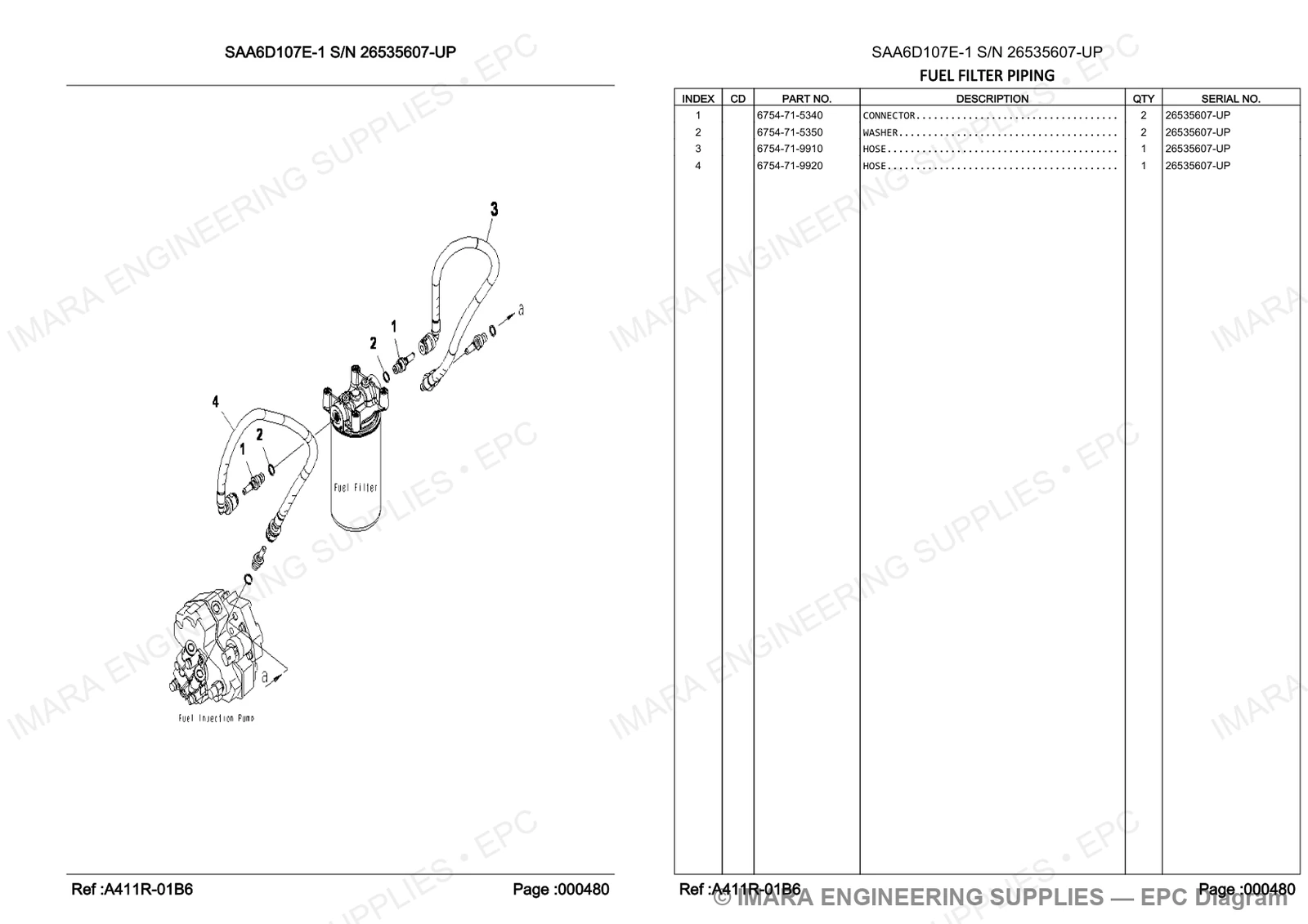Komatsu PC200-8 Parts Diagram - FUEL FILTER PIPING