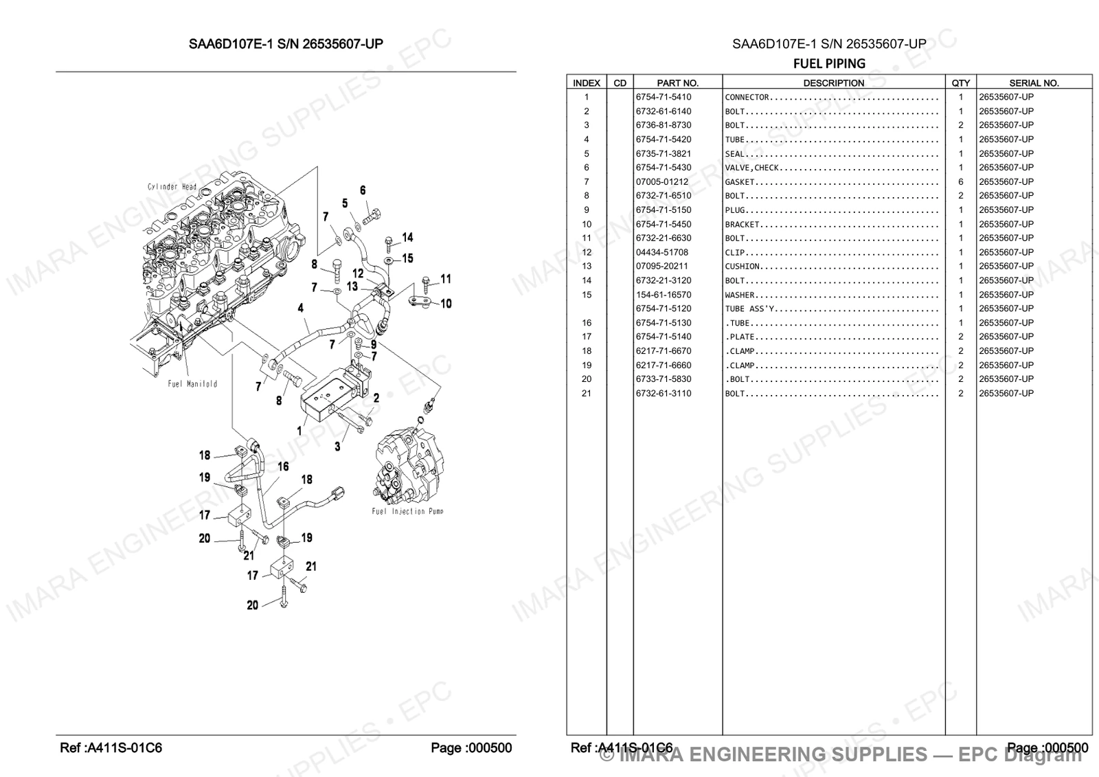 Komatsu PC200-8 Parts Diagram - FUEL PIPING