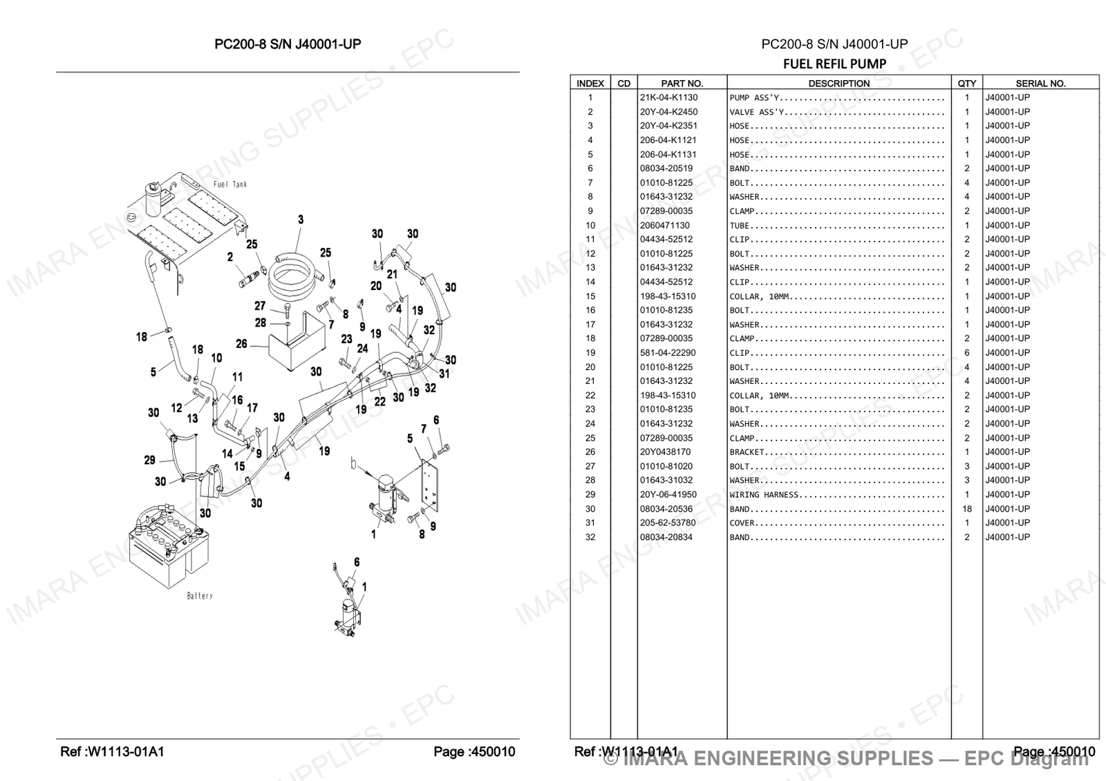 Komatsu PC200-8 Parts Diagram - FUEL REFIL PUMP