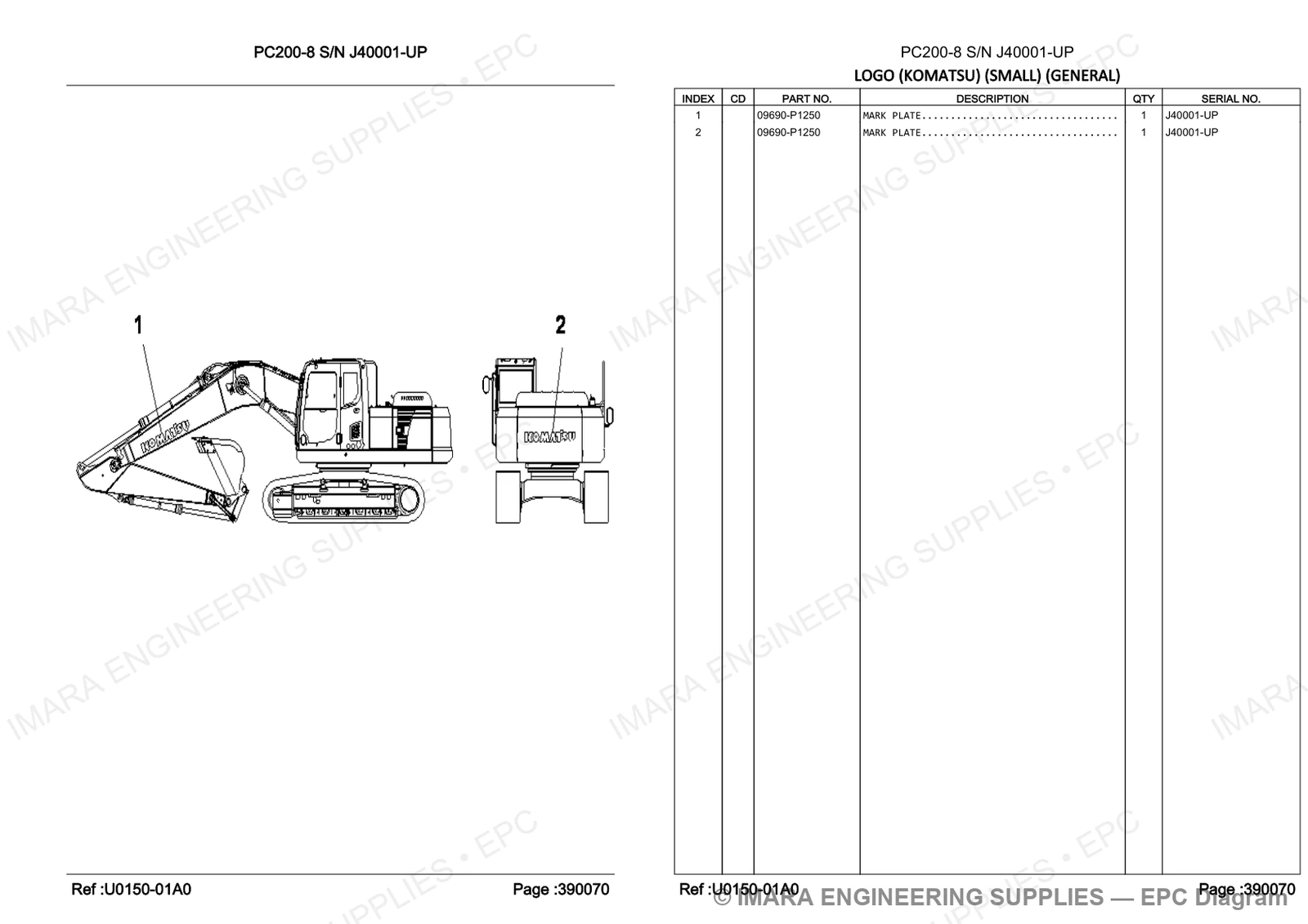 Komatsu PC200-8 Parts Diagram - LOGO (KOMATSU) (SMALL) (GENERAL)