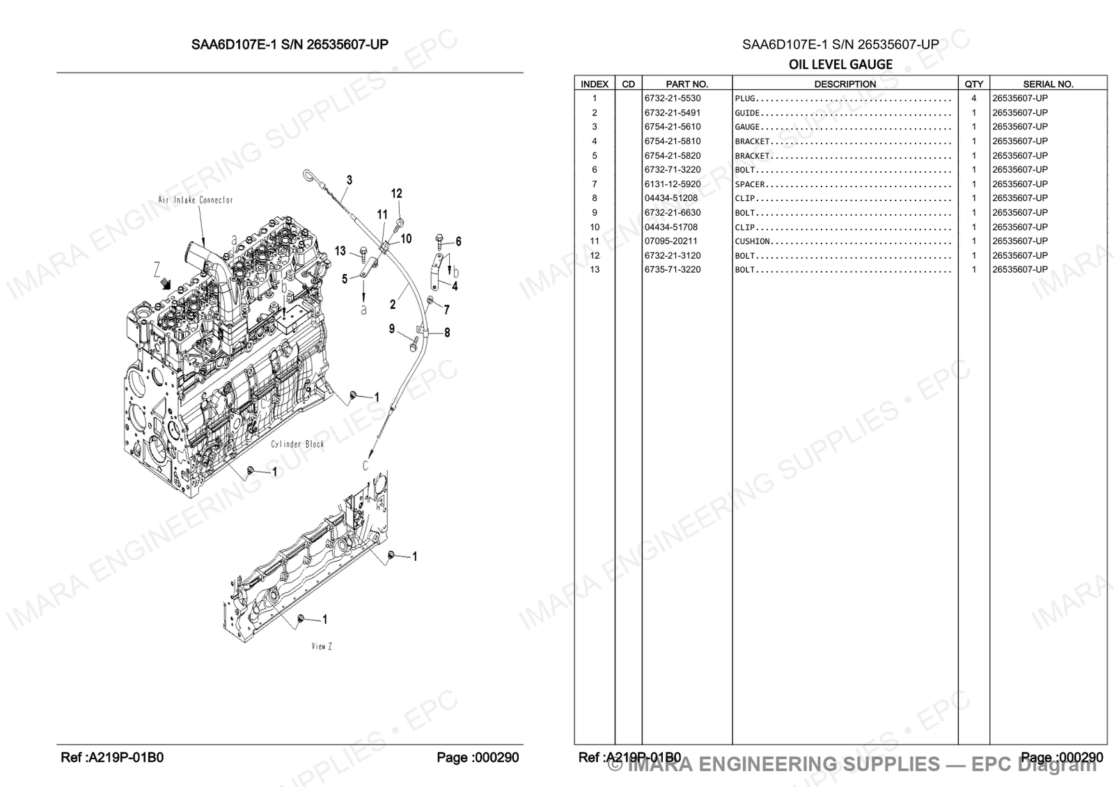 Komatsu PC200-8 Parts Diagram - OIL LEVEL GAUGE