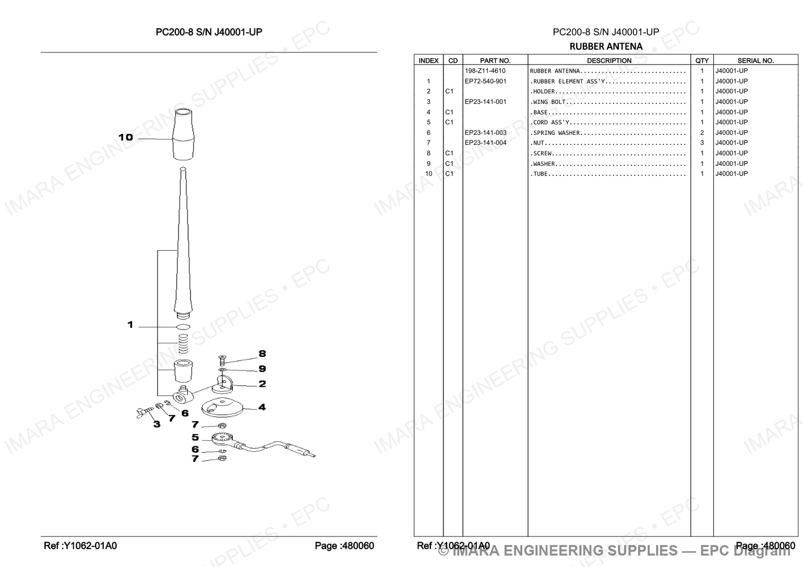 Komatsu PC200-8 Parts Diagram - RUBBER ANTENA