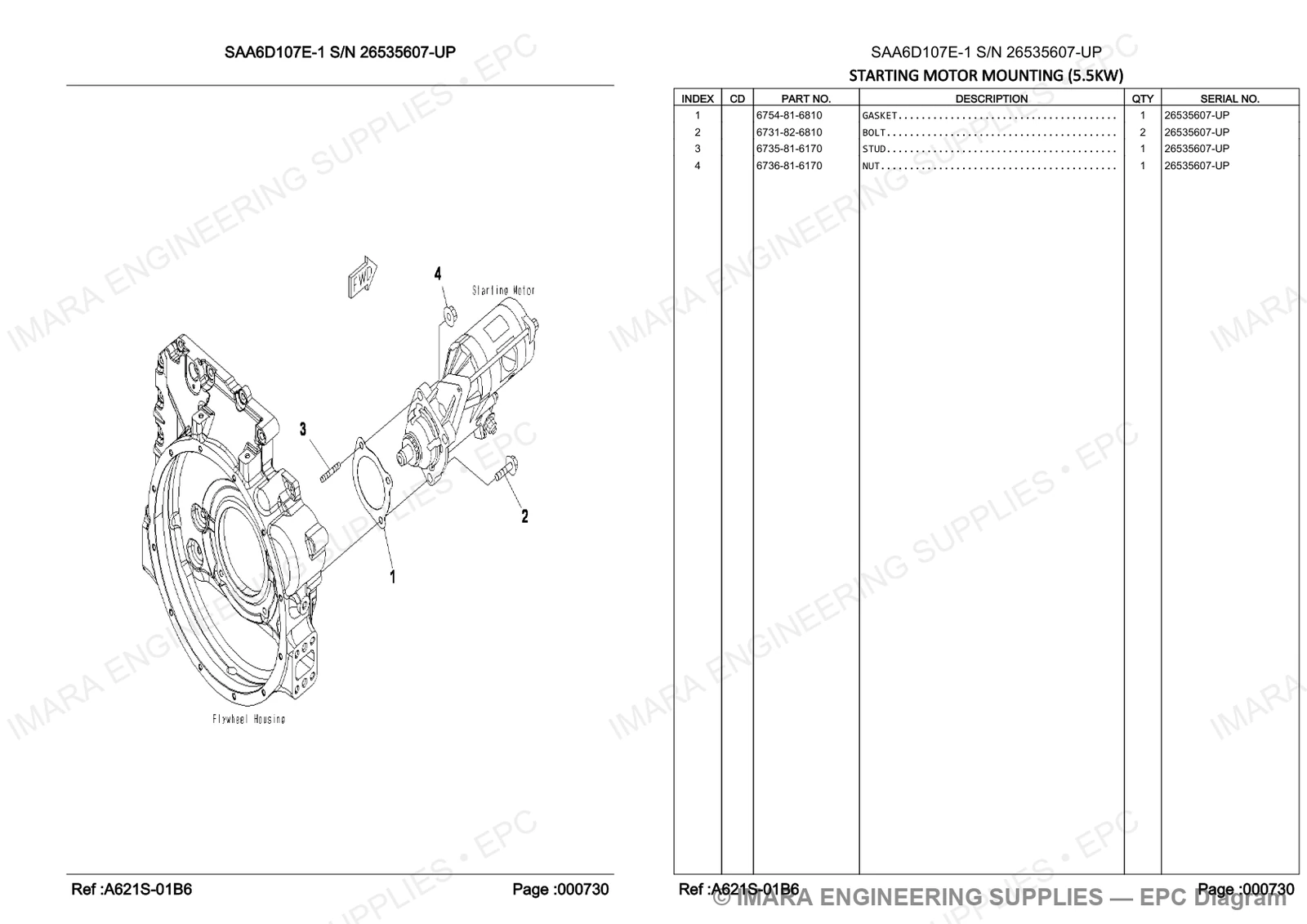 Komatsu PC200-8 Parts Diagram - STARTING MOTOR MOUNTING (5.5KW)