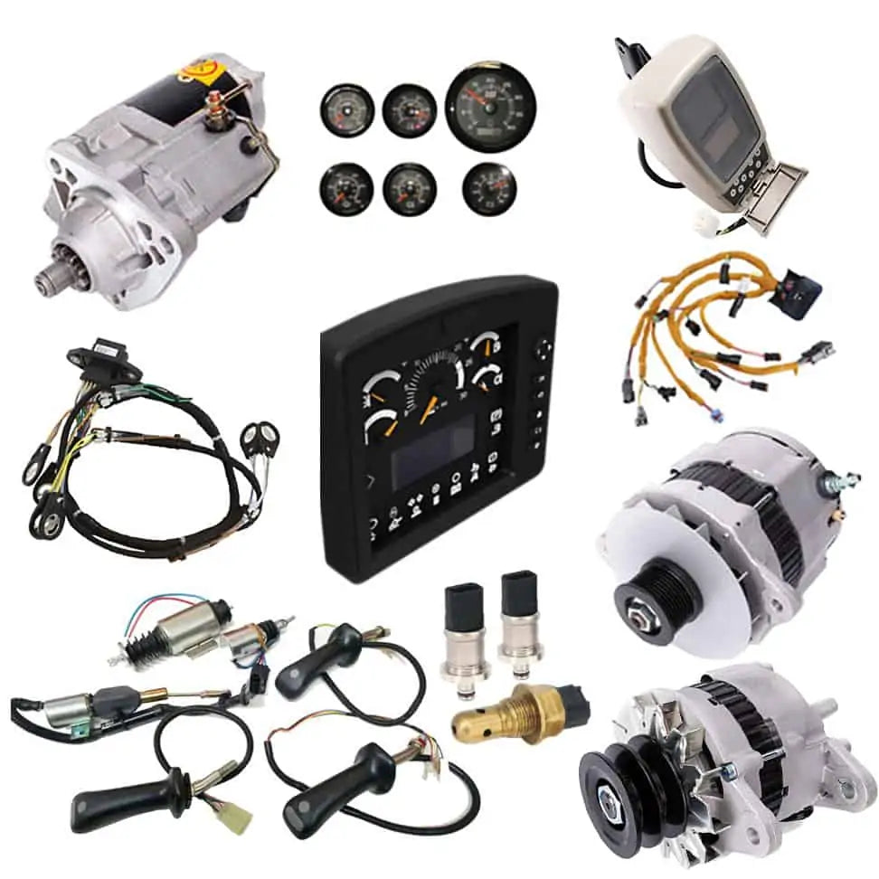 Excavator electrical parts including control and power components