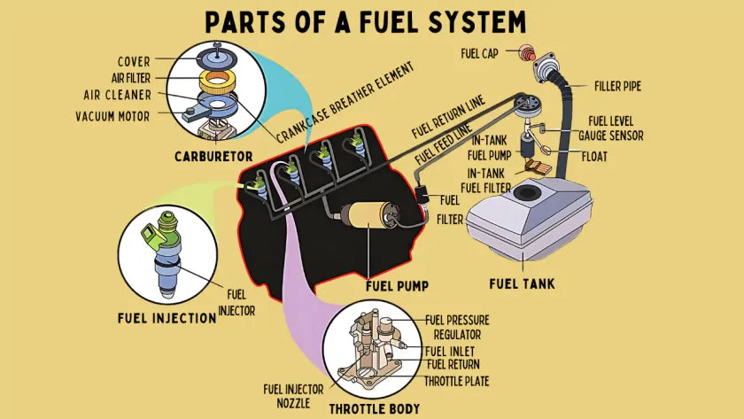 Excavator fuel system components for delivery and combustion efficiency