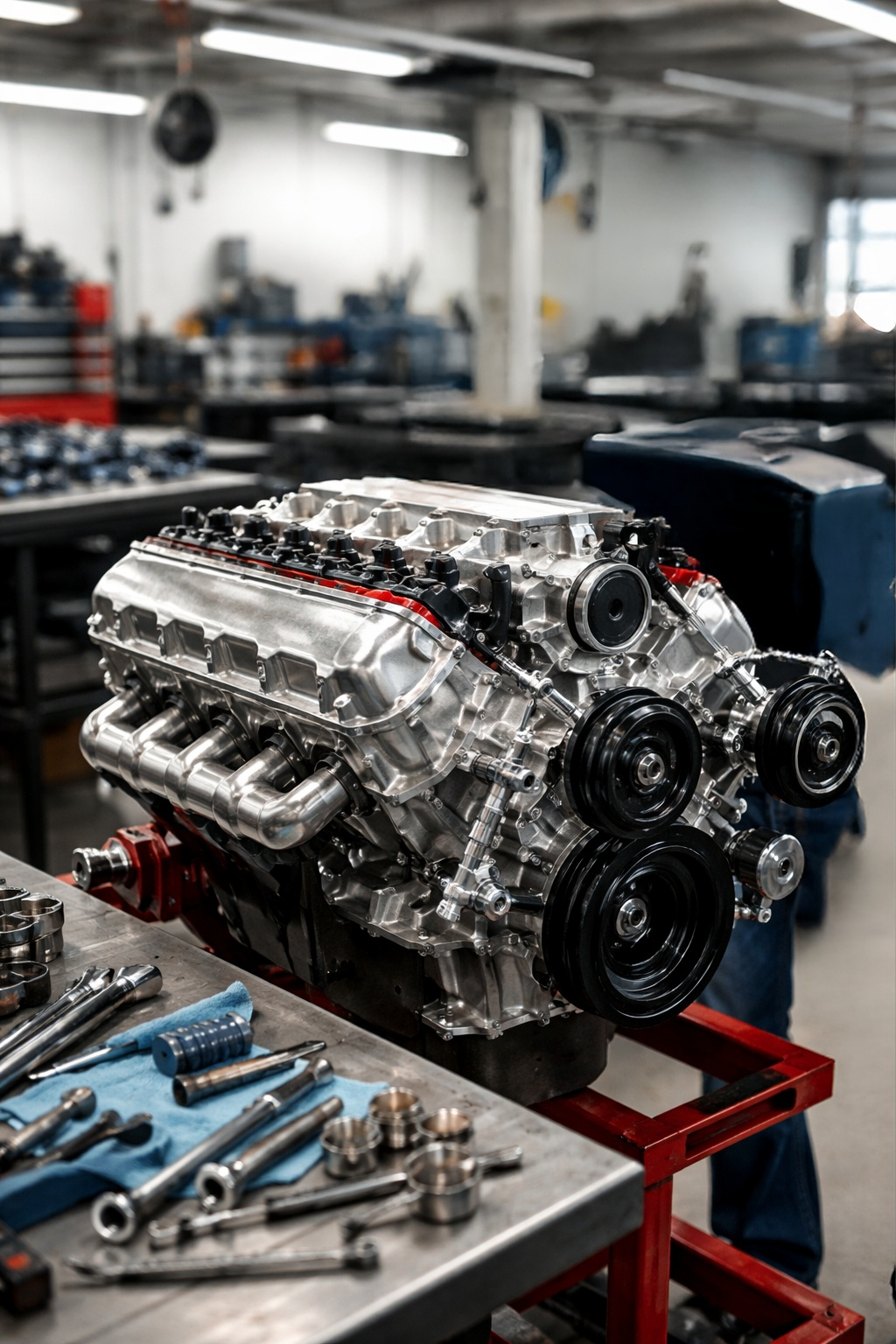 Complete excavator engine assembly ready for installation