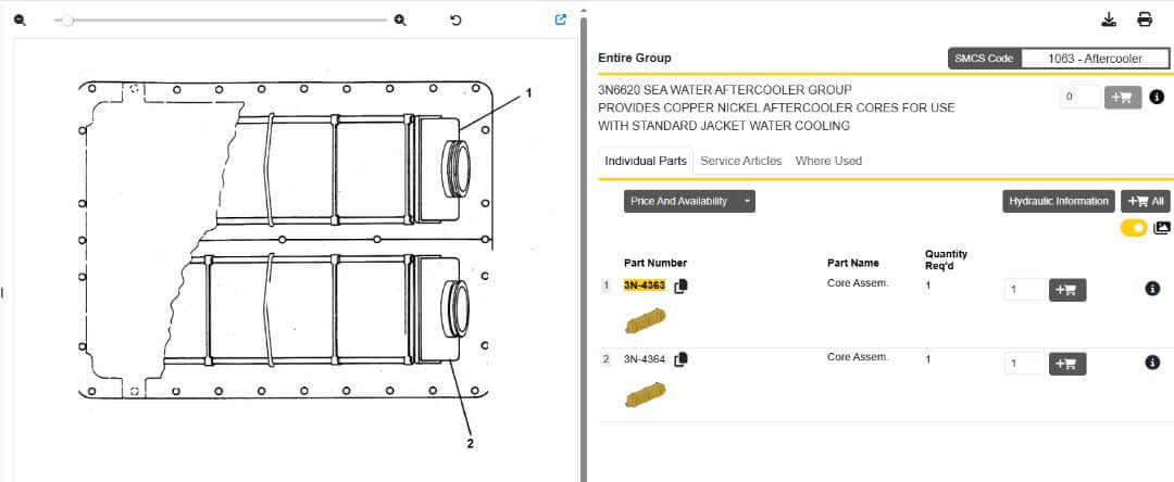 Aftercooler 3N-4363 3N4363 for Caterpillar D379