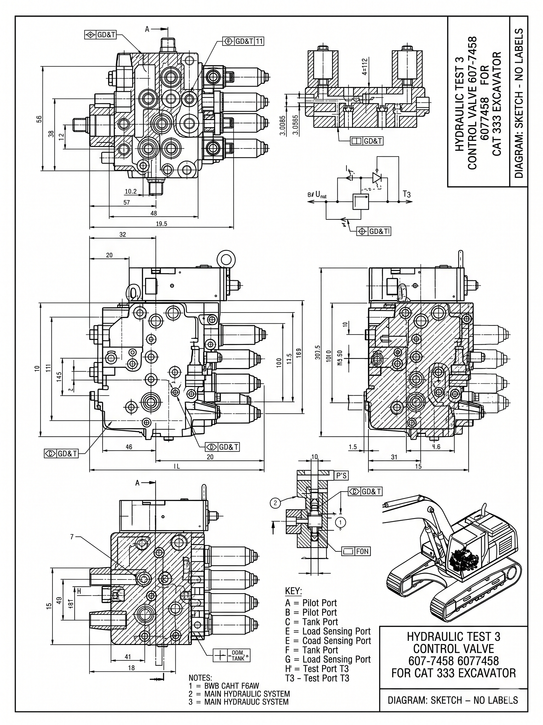 Valve Group-Test (4) 6E-3032 6E3032 for CAT 12H 140H 140 12K Motor Graders