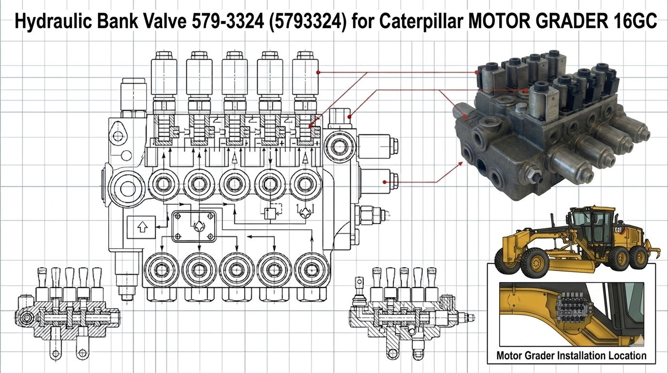 Hydraulic Bank Valve 579-3324 5793324 for Caterpillar Motor Grader 16GC