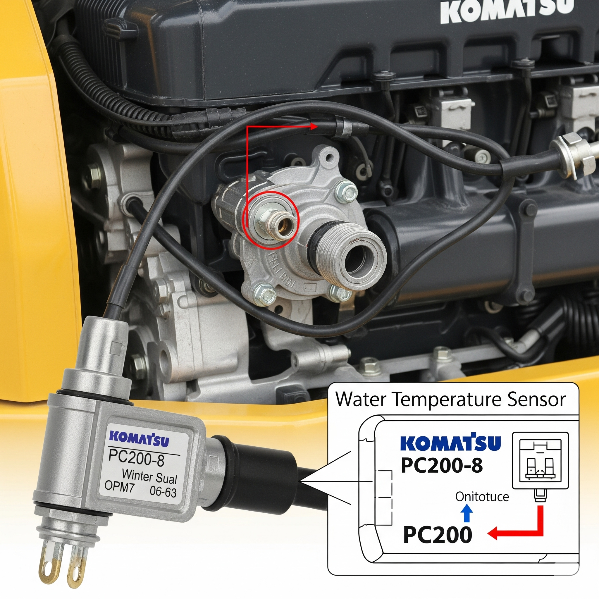 Water Temperature Sensor for Komatsu PC200-8 – Excavator