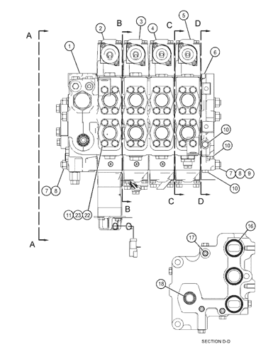 Hydraulic Control Bank Test Valve 187-8636 1878636 for Caterpillar D9R Bulldozer