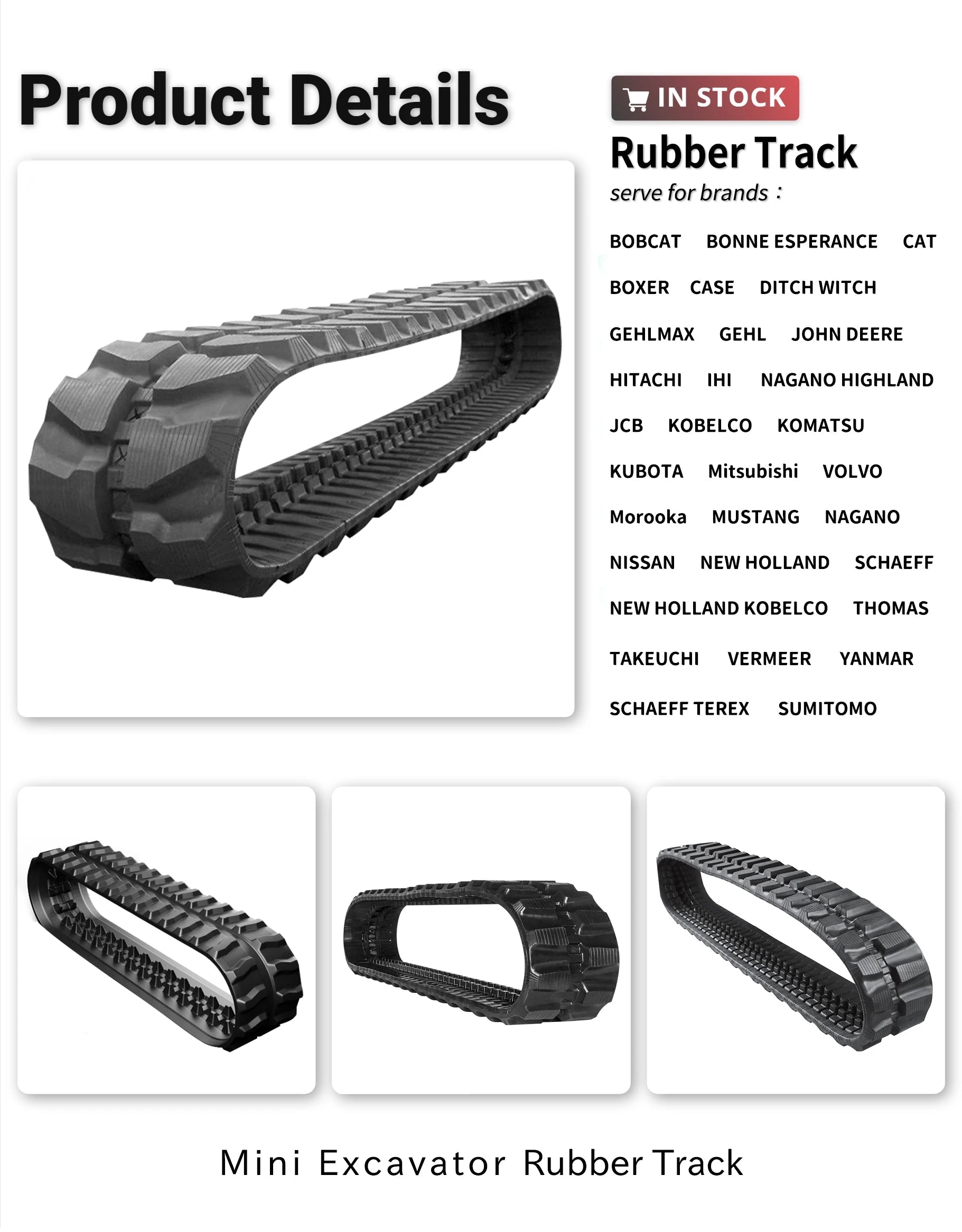 Rubber Track 300x52.5x84 for Komatsu PC35 Excavator