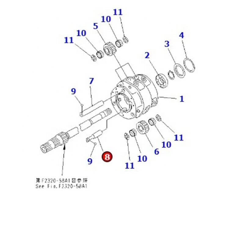 Bulldozer Drivetrain Komatsu D155 Bulldozer Shaft 175-15-42532 - In Stock